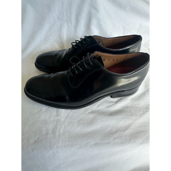 GRENSON Men\'s Evening / Oxford Shoe Black Lace-Up Patent-Look Formal Sz UK 11